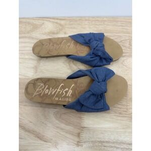 Blowfish Malibu Ginah Twilight Women Sandals Denim Blue Bow  Slip On Size 8 #29